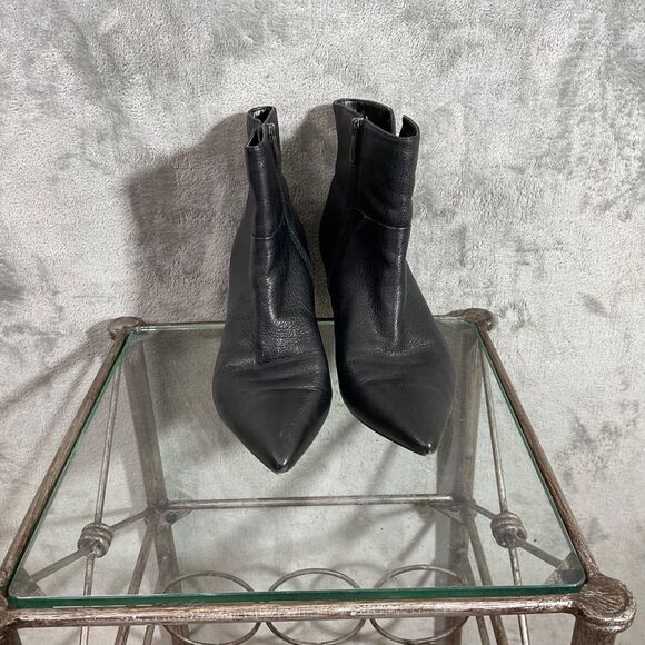 Franco Sarto Leather Ankle Booties wedge heel women’s Size 8.5  Side Zip * - Picture 2 of 14